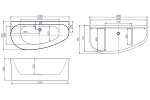 Акриловая ванна Allen Brau Priority 1700x780 139778B-MW Matt White - 2