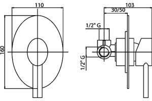 Смеситель Cezares Over DIM-01-Cr С ВНУТРЕННЕЙ ЧАСТЬЮ, для душа - 2