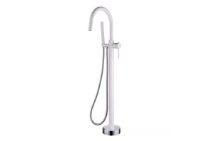 Смеситель напольный Boheme UNO белый, хром (469-WCR)