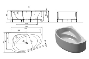 Ванна акриловая Kolpa San Libretto 170х110 R белый - 3