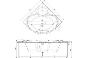 Акриловая ванна 150x150 см Aquatek Эпсилон EPS150-0000066, белый - 2