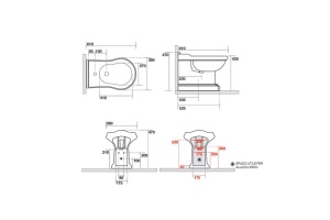KERASAN Retro Биде напольное приставное BTW с 3 отв. под смеситель, цвет белый - 2