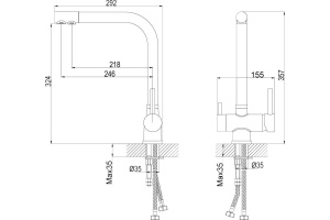 Смеситель для кухонной мойки Rossinka  хром (Z40-25) - 2