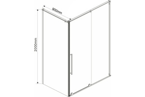 Боковая стенка Vincea Arno 90х200 хром стекло прозрачное - 2