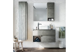 Мебель для ванной STWORKI Карлстад 90 дуб рошелье, роверелла, с отверстием для смесителя в столешнице