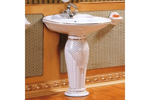 Раковина напольная Ceramalux Classic белый, золото (J-766) - 2