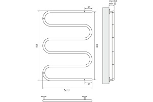 Электрический полотенцесушитель Terminus Ш-образный 500х800 Хром - 3