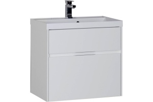Тумба с раковиной Aquanet Латина 70 2 ящика белая - 3