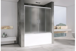 Шторка на ванну Abber Schwarzer Diamant 150х140 профиль хром стекло матовое - 2