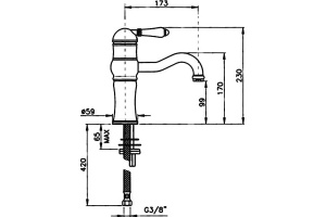 Смеситель для раковины Nicolazzi Classico золото (3471GB40) - 3