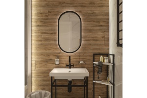 Зеркало DIWO Казань 45 черное, с подсветкой, овальное, в стиле лофт, сенсорное управление - 2