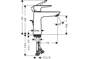 Смеситель Hansgrohe Talis E 71710990 для раковины с донным клапаном - 2