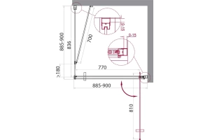 Душевой уголок BelBagno Marmi 90х90 профиль хром стекло прозрачное - 3