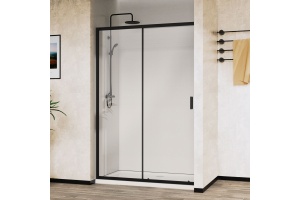 Душевая дверь в нишу Vincea City 110х195 профиль черный стекло прозрачное  - 2