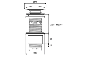Донный клапан Excellent для раковины черный матовый - 2
