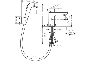 Смеситель Hansgrohe Vernis Blend 71215000 для раковины с гигиеническим душем, хром - 2