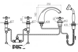 Смеситель на борт ванны Rav Slezak Morava золото - 2
