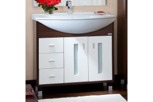 Тумба с раковиной Бриклаер Бали 85 венге, белый глянец