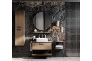 Шкаф подвесной Aquaton Лофт Фабрик 34 темное дерево - 3