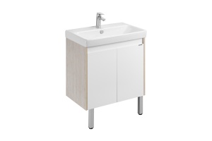 Тумба с раковиной Aquaton Сканди Doors 70 белый - светлое дерево - 2