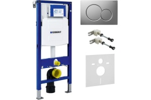 Система инсталляции для унитазов Geberit Duofix UP320 111.300.00.5 с кнопкой смыва матовый хром, шумоизоляцией и креплениями