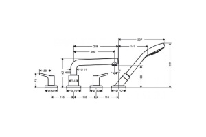Смеситель на край ванны, на 4 отверстия Hansgrohe 72418000 - 2