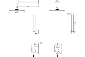 Душевой комплект Boheme Uno 464-CR С ВНУТРЕННЕЙ ЧАСТЬЮ, хром - 2
