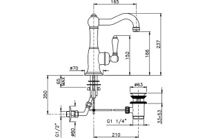 Смеситель для раковины Nicolazzi El.Capitan белый, бронза (3452DB76C) - 3