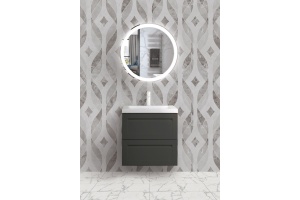 PLATINO База под раковину подвесная с двумя выкатными ящиками, Серый матовый AM-Platino-600-2C-SO-GM-Cer