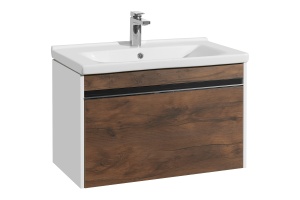 Тумба с раковиной Aquaton Капри 80 белый-темное дерево