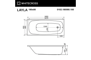 Акриловая ванна Whitecross Layla 180х80 белая хром с гидромассажем - 2