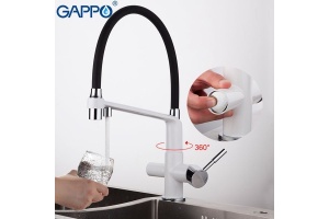 Смеситель для кухни Gappo черный с белым - 2