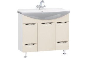 Тумба с раковиной Misty Орхидея 85 бежевая глянцевая