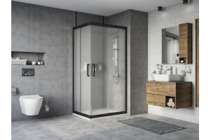 Душевой уголок STWORKI Карлстад DE019RC80100200 100x80 см профиль черный матовы, стекло матовое - 2