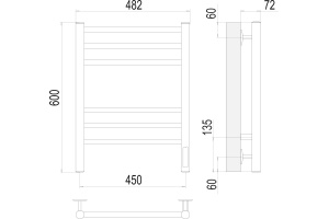 Электрический полотенцесушитель Terminus Аврора П6 450x600 Белый матовый - 3
