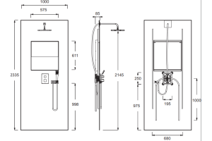 Душевая система с термостатом и квадратным верхним душем Jacob Delafon Ecrin E803001-D33, с подсветкой, Медовый Дуб - 2