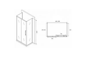 Душевой уголок Abber Schwarzer Diamant 150х90 хром стекло матовое - 2