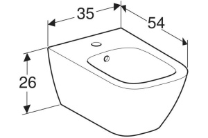 500.209.01.1 GEBERIT биде подвесное SMYLE Square /54х35/(белый) - 3