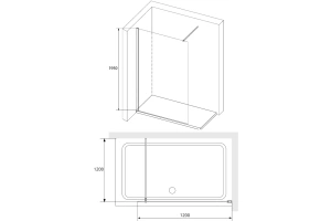 Душевая перегородка RGW Walk In WA-010B 120х195 профиль черный стекло матовое - 3