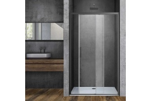 Душевая дверь в нишу Vincea Soft 110х195 профиль темный хром стекло прозрачное 