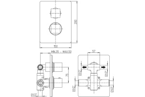 Термостатический смеситель Paini Dax-R 84CR691TH С ВНУТРЕННЕЙ ЧАСТЬЮ,  для душа - 2