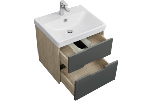 Тумба под раковину Aquaton Оливия 55 светлое дерево-серый - 3