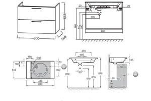 EB2522-R5-E52  Rive Gauche Мебель для раковины-столешницы EXAW112-Z/ EB2562, 80 см, ДУБ ТАБАК/ ручки ХРОМ - 2