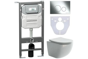 Комплект подвесного унитаза с инсталляцией Ceramica Nova Forma с кнопкой Round хром