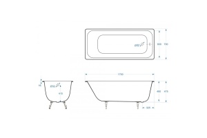 Ванна чугунная Delice Aurora 170х70 с отверстиями под ручки и антискользящим покрытием - 2