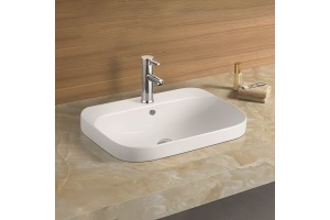 Раковина керамическая полувстраиваемая AM-7976, цвет белый, 600х450х160