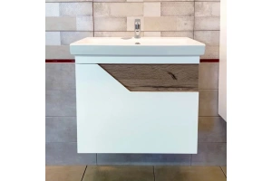 Тумба под раковину Бриклаер Брайтон 60 белая матовая/дуб кера (4627125415784) - 2
