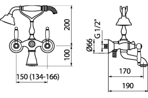 Смеситель для ванны Webert Dorian бронза (DO720201065) - 2