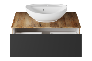 Тумба с раковиной Misty Ива 90 серая - светлое дерево