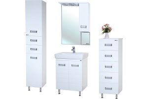 Шкаф-пенал Bellezza Сиена 35 белый с бельевой корзиной универсальный - 2